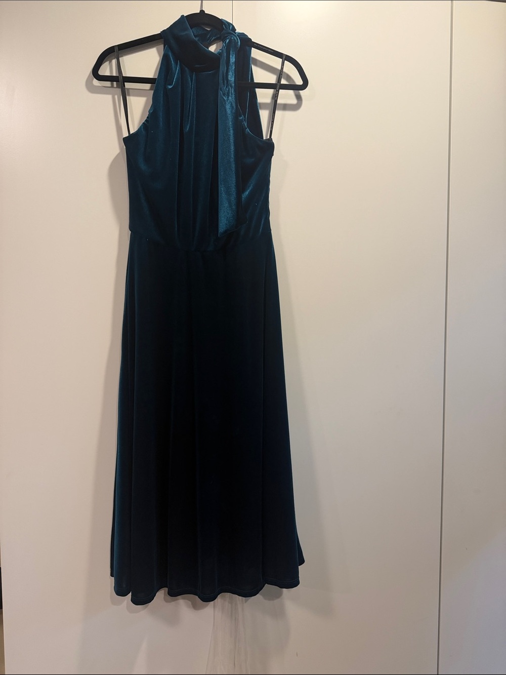 Black Halo Teal Velvet Halter Midi Dress